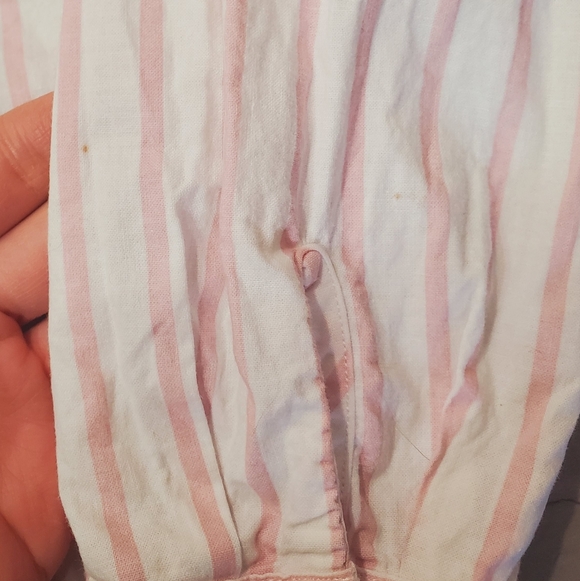 Sezane Gina Button Down Long Sleeve Cotton Shirt. White, Pink Striped. 6US. Lace - Picture 11 of 16